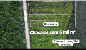 Chácaras de 6.000m² na MG314 - 11km de Peçaninha